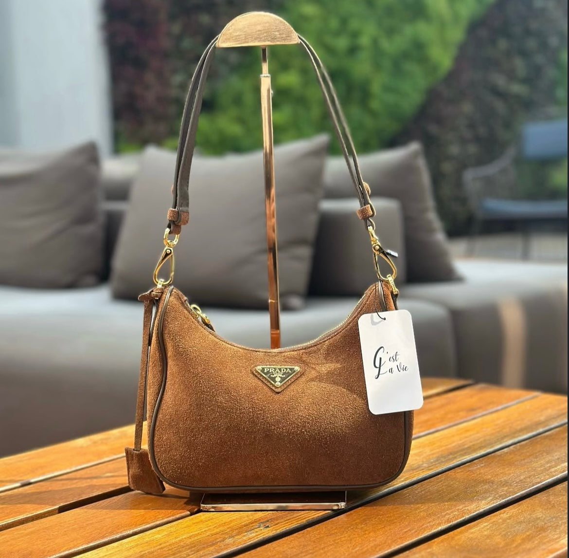 Bolsa Prada Re-Edition Mini Camurça
