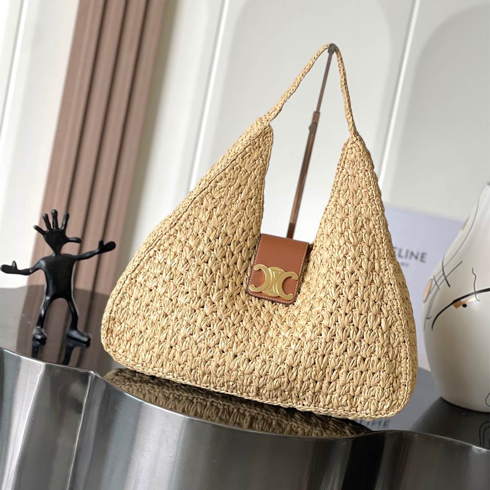 Celine Cabas Triangule Raffia