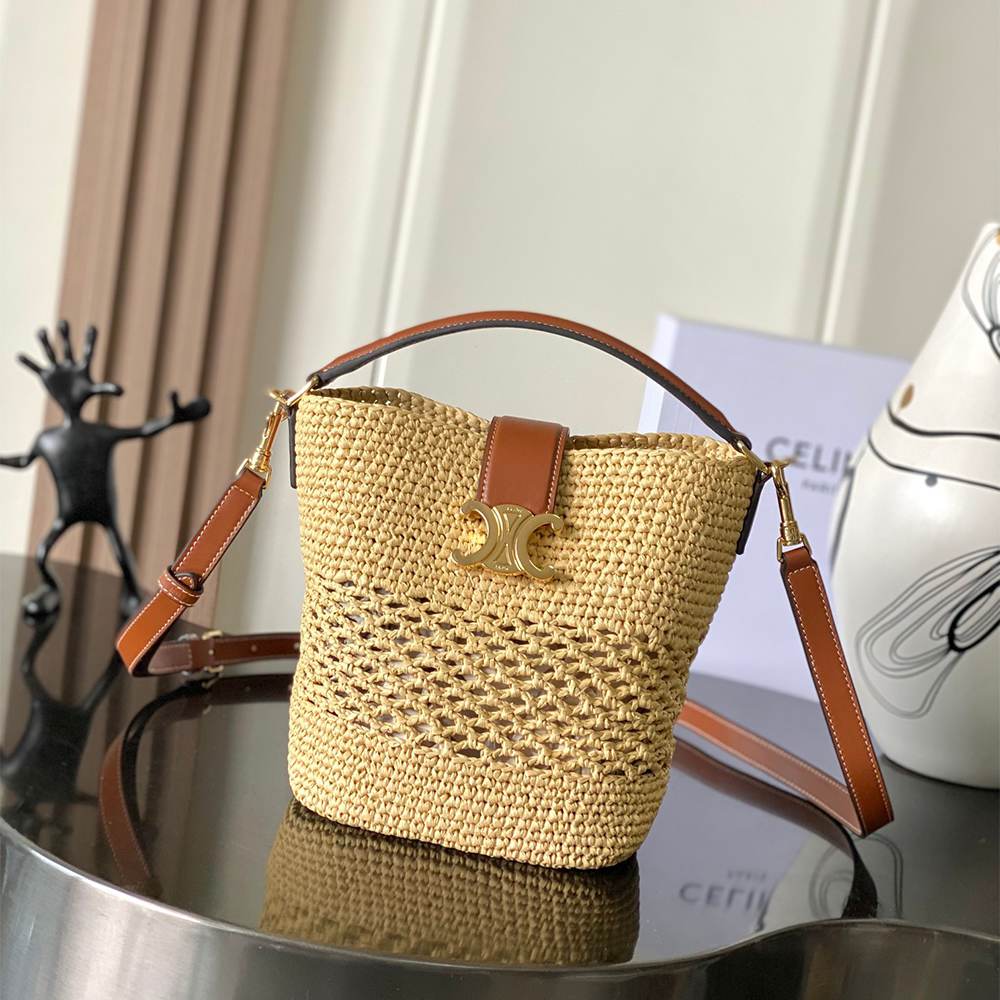 Celine Medium Louise Bucket Raffia