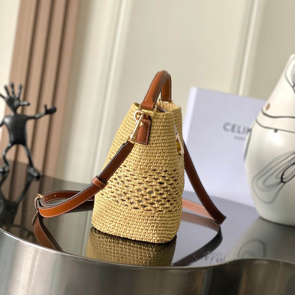 Celine Medium Louise Bucket Raffia