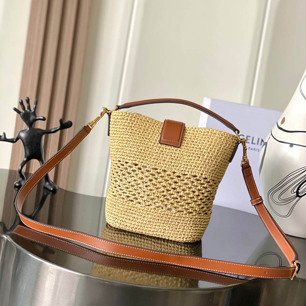 Celine Medium Louise Bucket Raffia