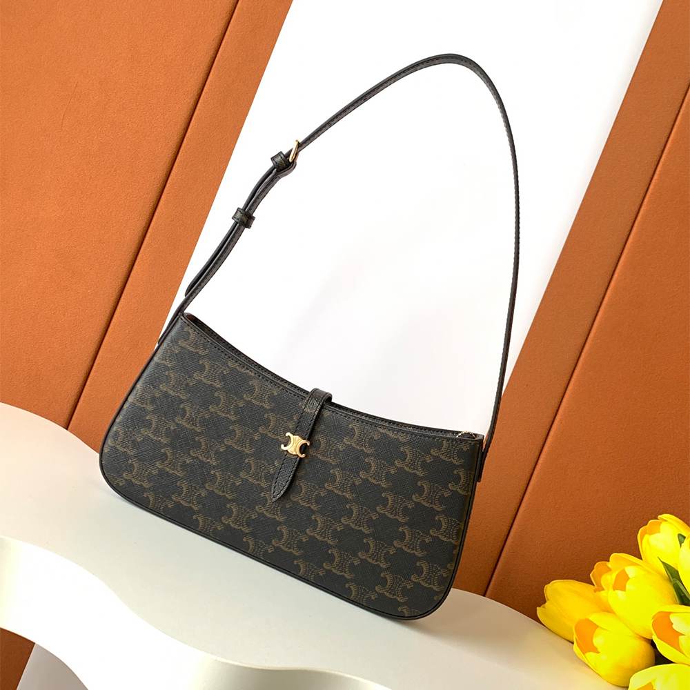 CELINE TINA SHOULDER BAG IN Triomphe canvas