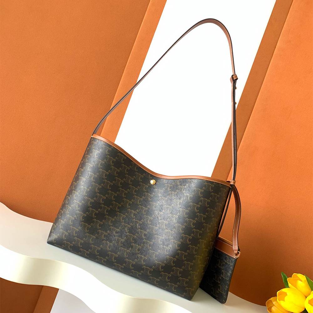 CELINE SOFT SHOPPER BAG IN Triomphe Canvas and Calfskin