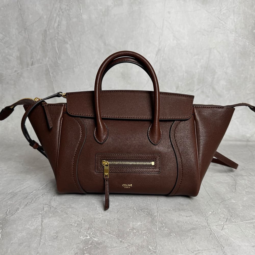 CELINE SMALL NEW LUGGAGE IN SUPPLE SHINY LAMBSKIN(HIGH-END GRADE)