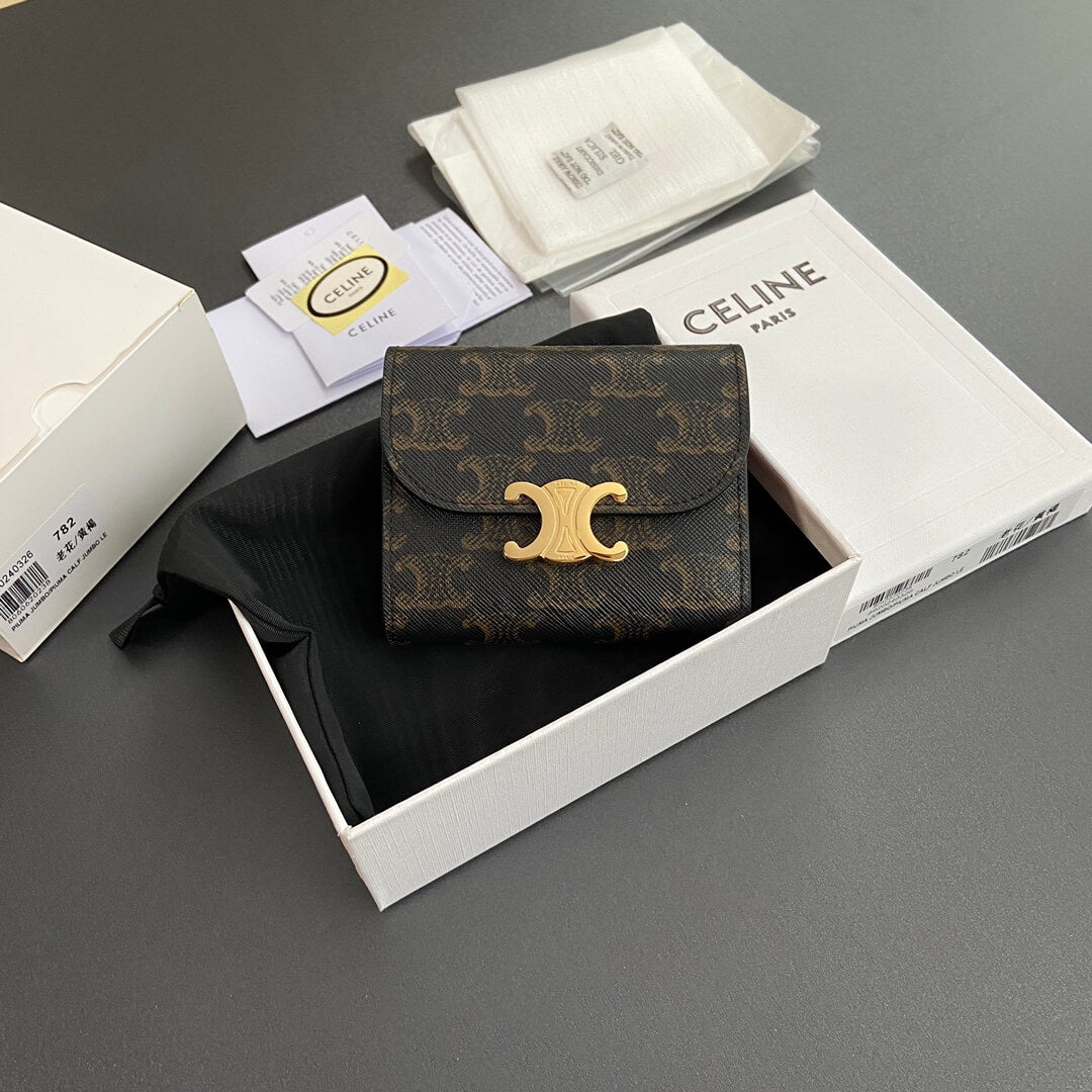 Celine Small Flap Wallet Logo Print
