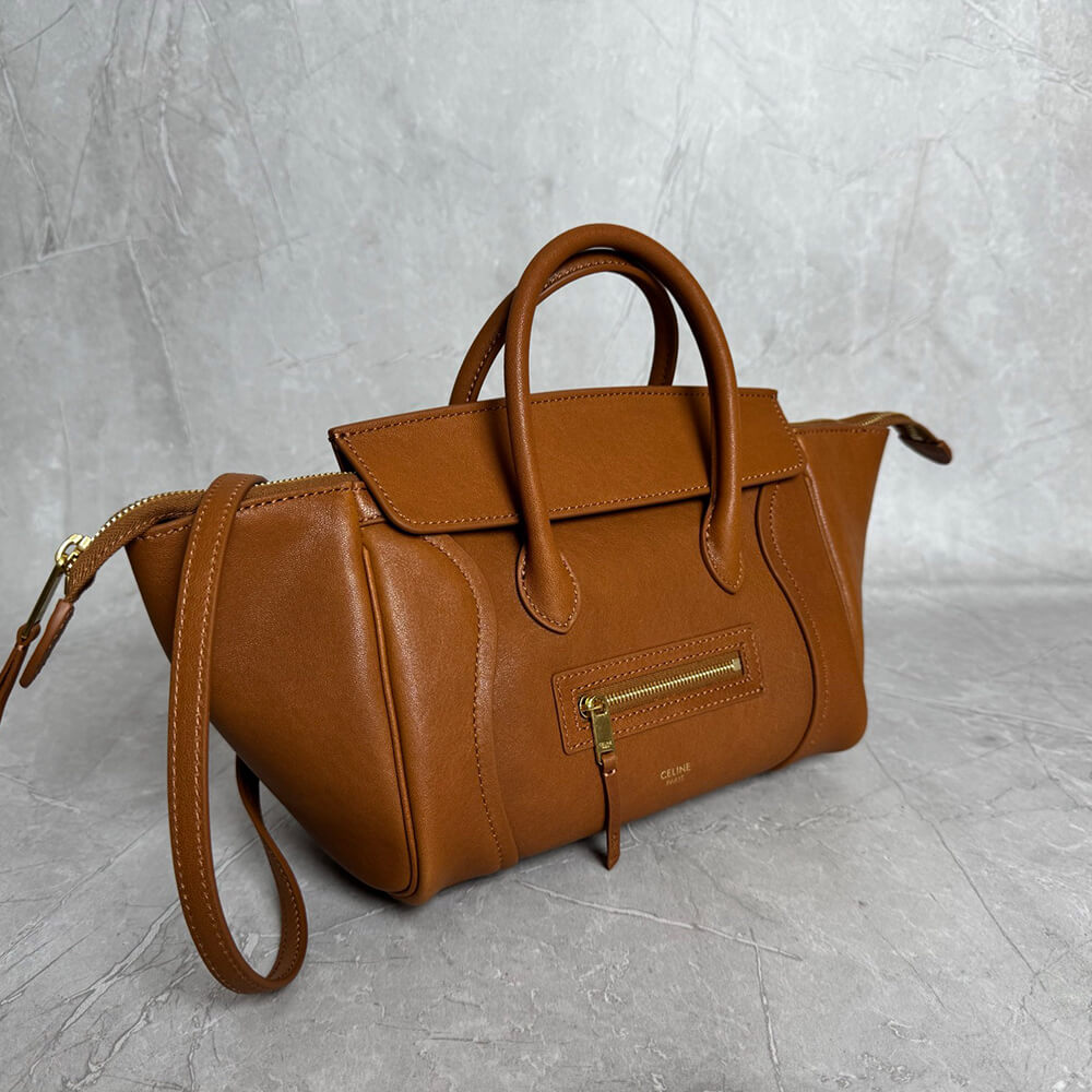 CELINE SMALL NEW LUGGAGE IN SUPPLE SHINY LAMBSKIN(HIGH-END GRADE)