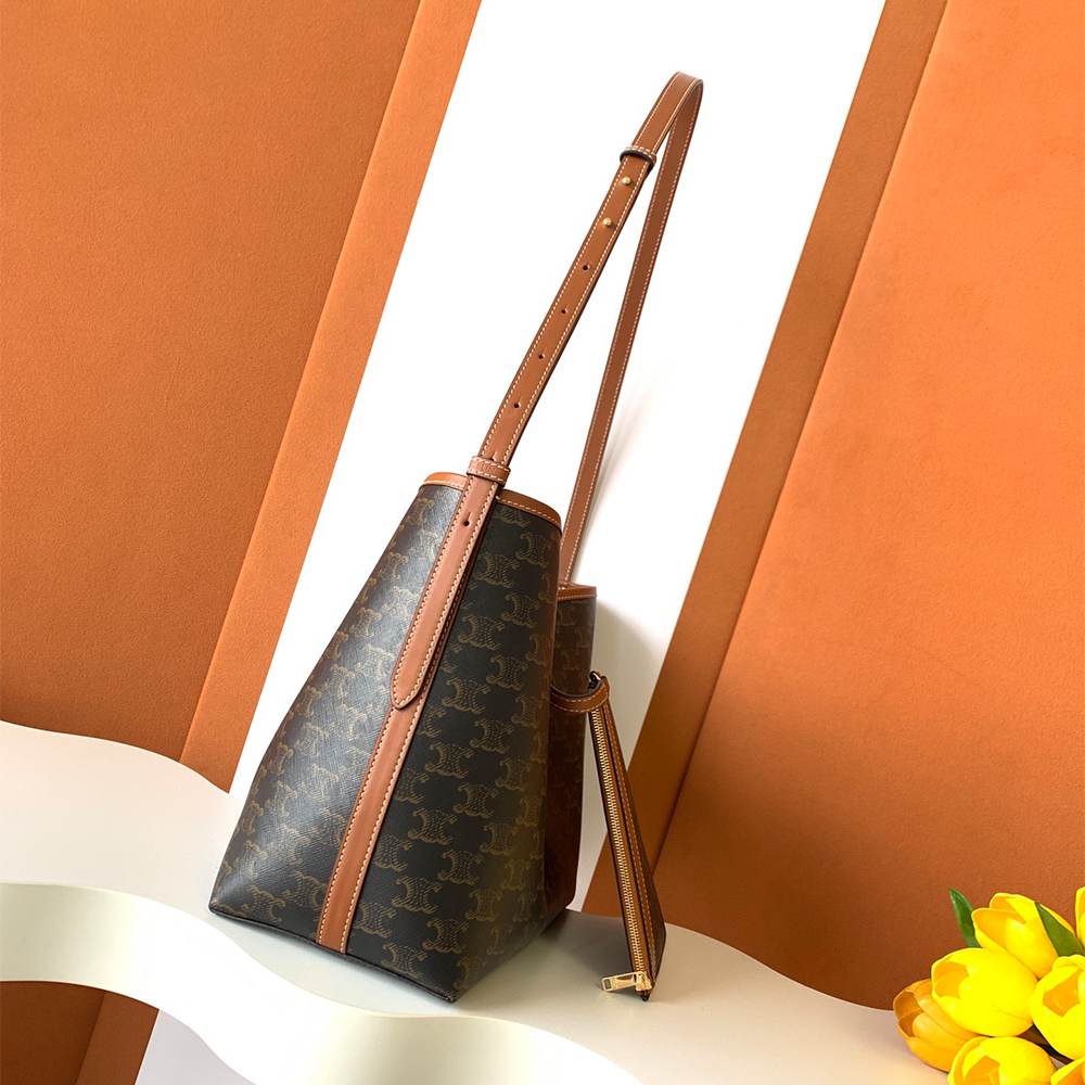 CELINE SOFT SHOPPER BAG IN Triomphe Canvas and Calfskin