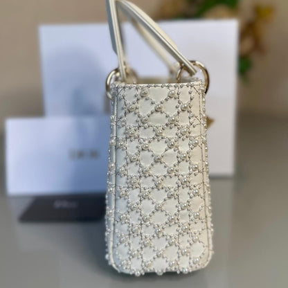 Bolsa Lady Dior Pearl Cannage