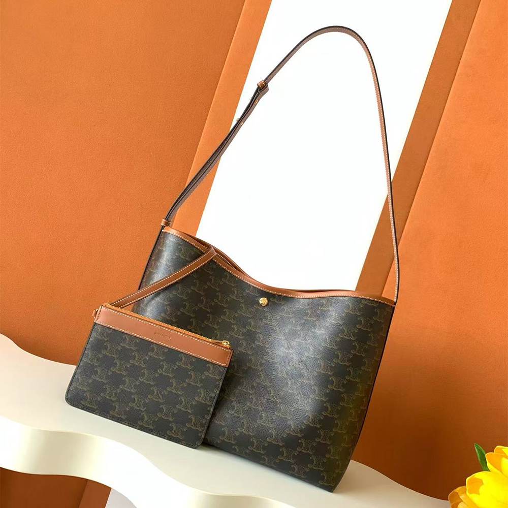 CELINE SOFT SHOPPER BAG IN Triomphe Canvas and Calfskin