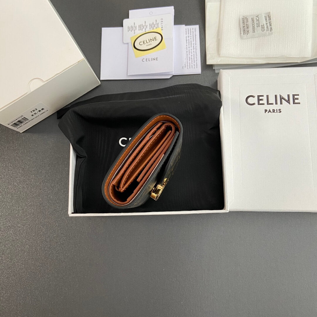 Celine Small Flap Wallet Logo Print