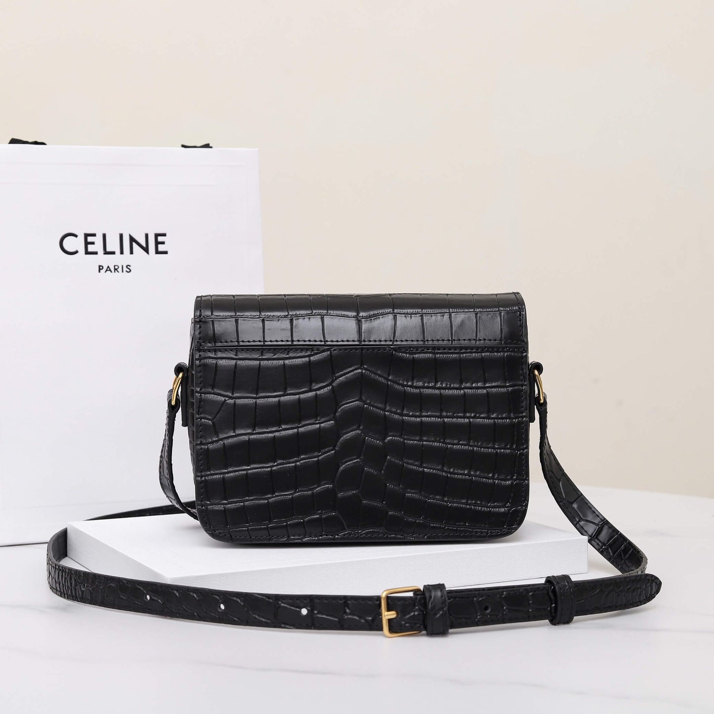 CELINE TEEN TRIOMPHE crocodile pattern handbag(HIGH-END GRADE)