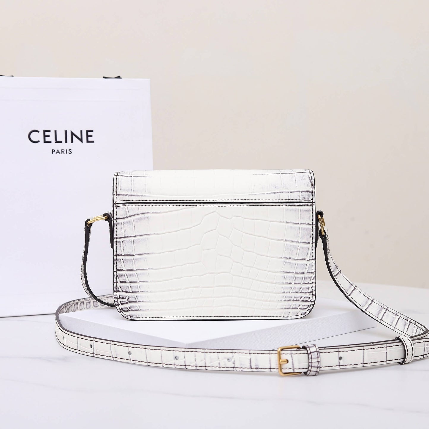 CELINE TEEN TRIOMPHE crocodile pattern handbag(HIGH-END GRADE)