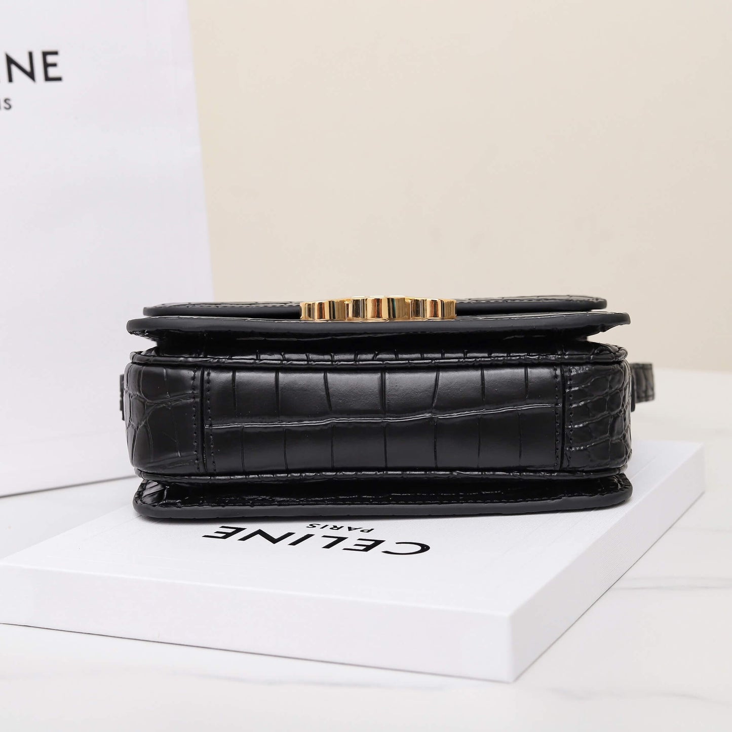 CELINE TEEN TRIOMPHE crocodile pattern handbag(HIGH-END GRADE)