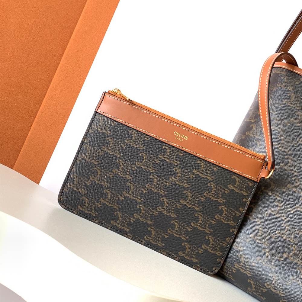 CELINE SOFT SHOPPER BAG IN Triomphe Canvas and Calfskin