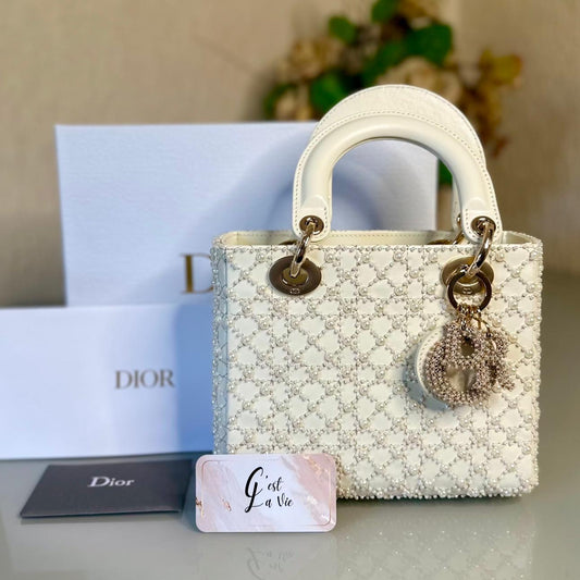 Bolsa Lady Dior Pearl Cannage