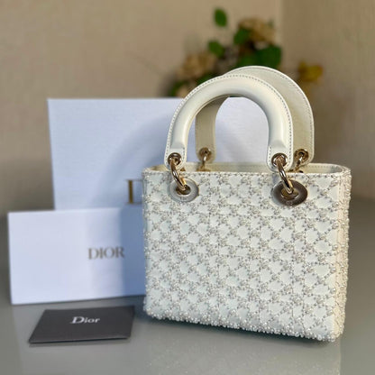 Bolsa Lady Dior Pearl Cannage