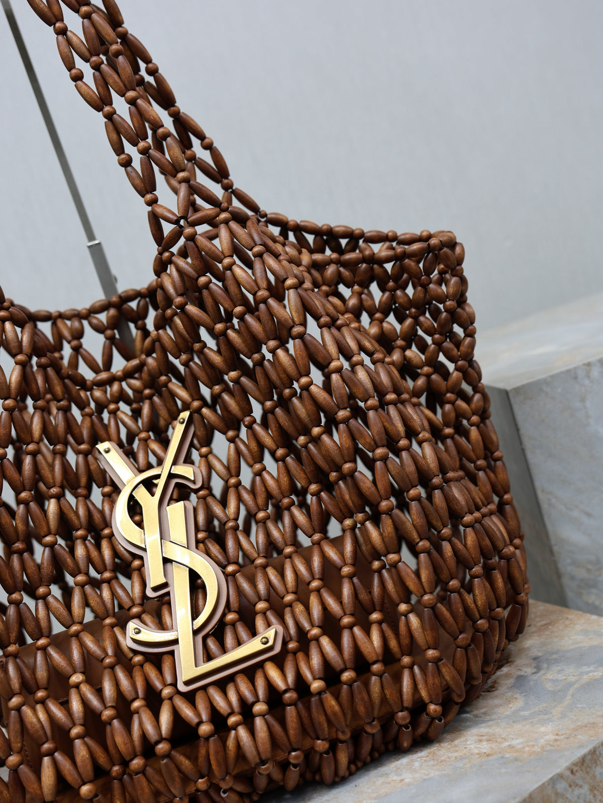 Ysl Icare Média em Contas de Madeira